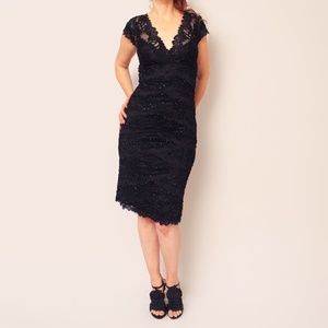 LE CHATEAU | Black Bead & Lace Midi Dress